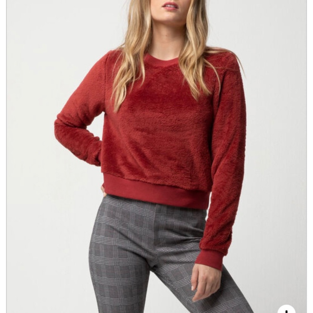 Fuzzy Crop Sweatshirt - Rust